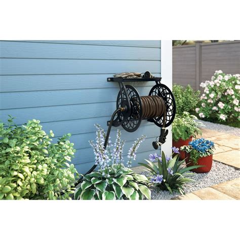 metal garden hose reel box|wall mount garden hose reel.